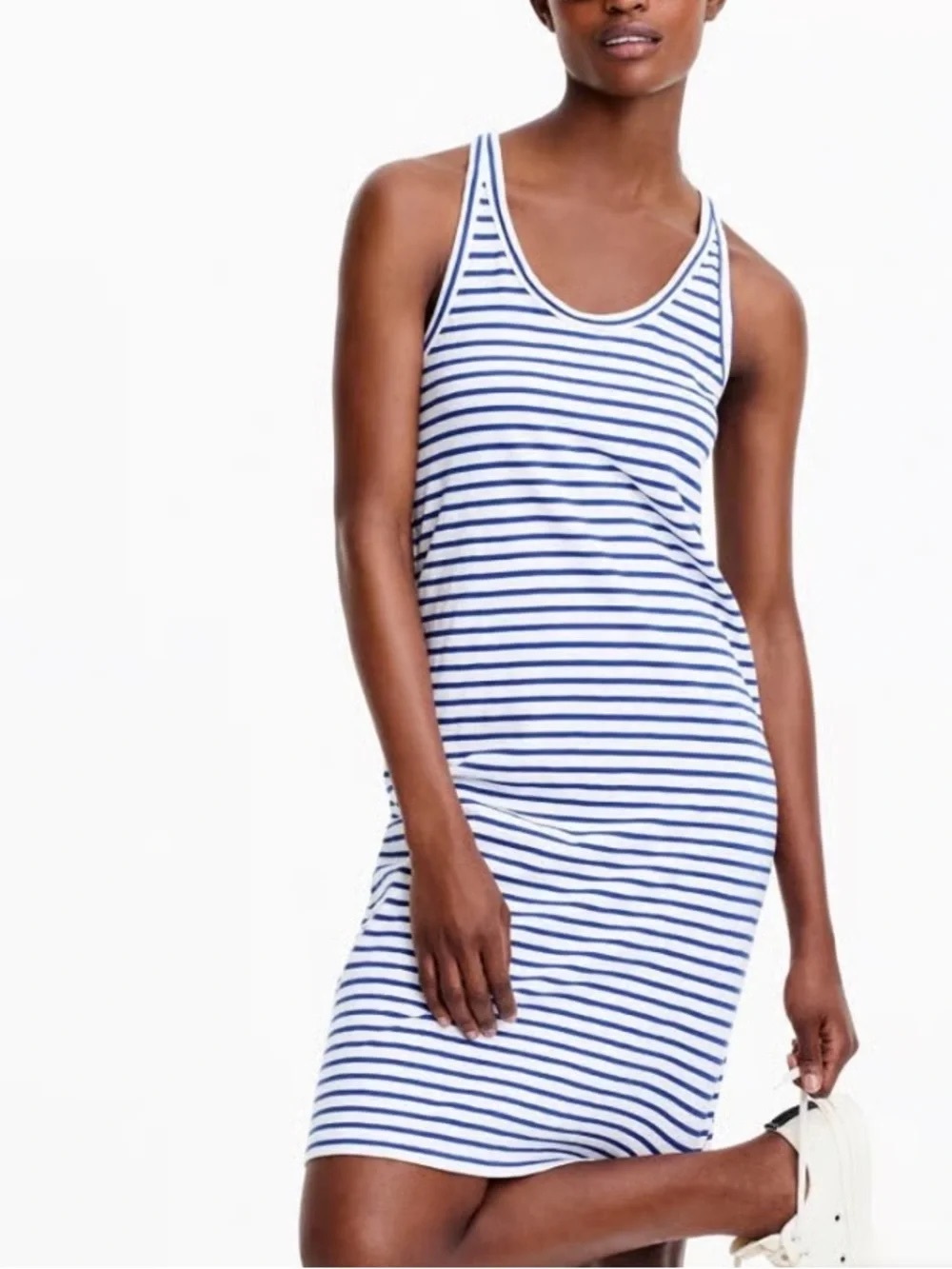 J. Crew Blue and White Striped Racerback Tank